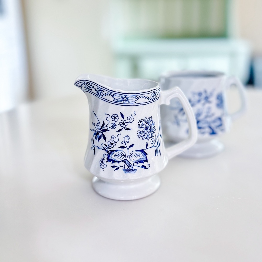 Ironstone Wood and Sons Blue Cream and Sugar Set 💙